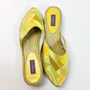 EMILIO PUCCI Geometric Logo Canvas Jute Espadrille Flat SlipOn Sandal 38 US7.5